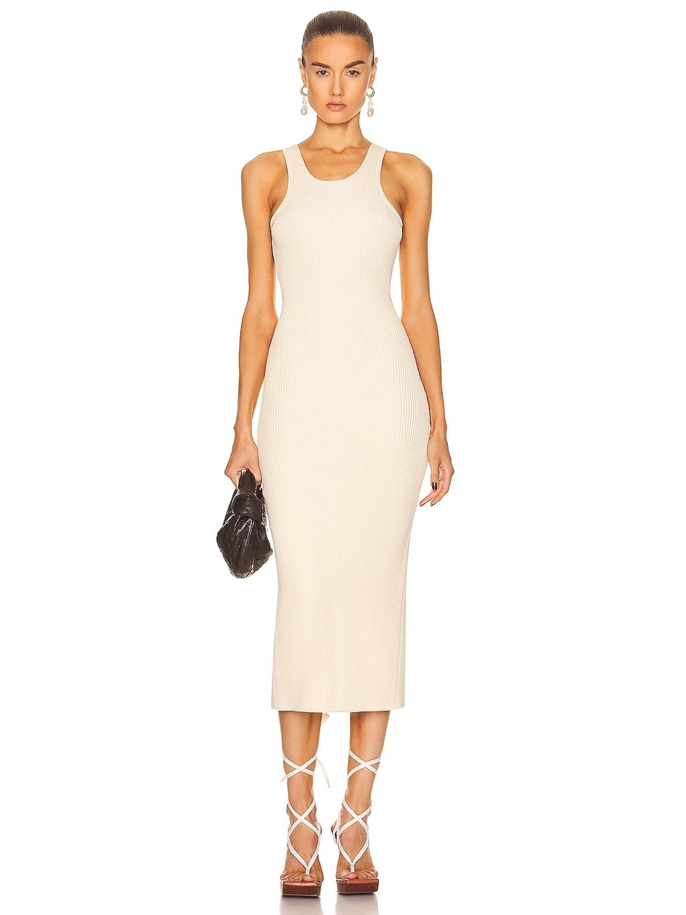 NWT Toteme Curved Compact Knit MIDI Dress in Elderflower (Butter Yellow, Cream)